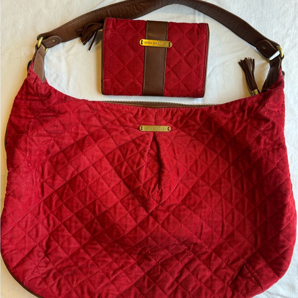 Vera Bradley Red Quilted Hobo Bag and Wallet
